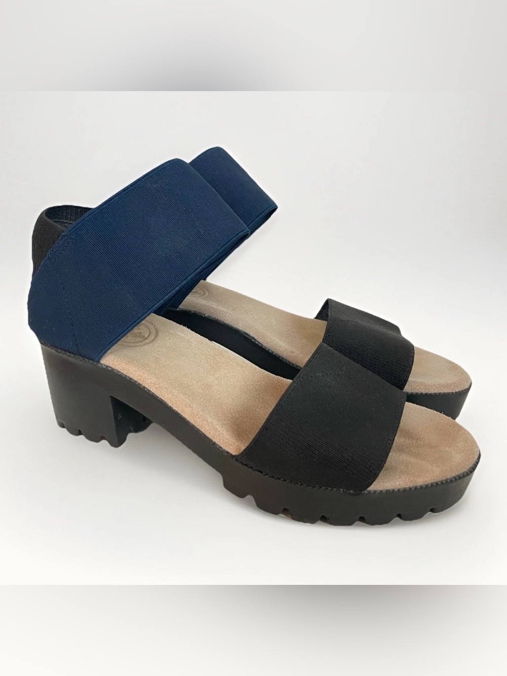 Charleston Shoe company Monterey Platform Sandals - Black & Navy